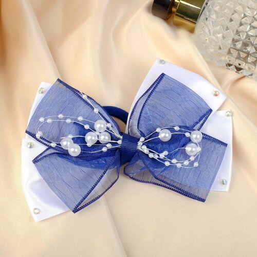 Резинка для волос Школьница бант млечный путь 12х9 см бело-синий 6шт 756₽