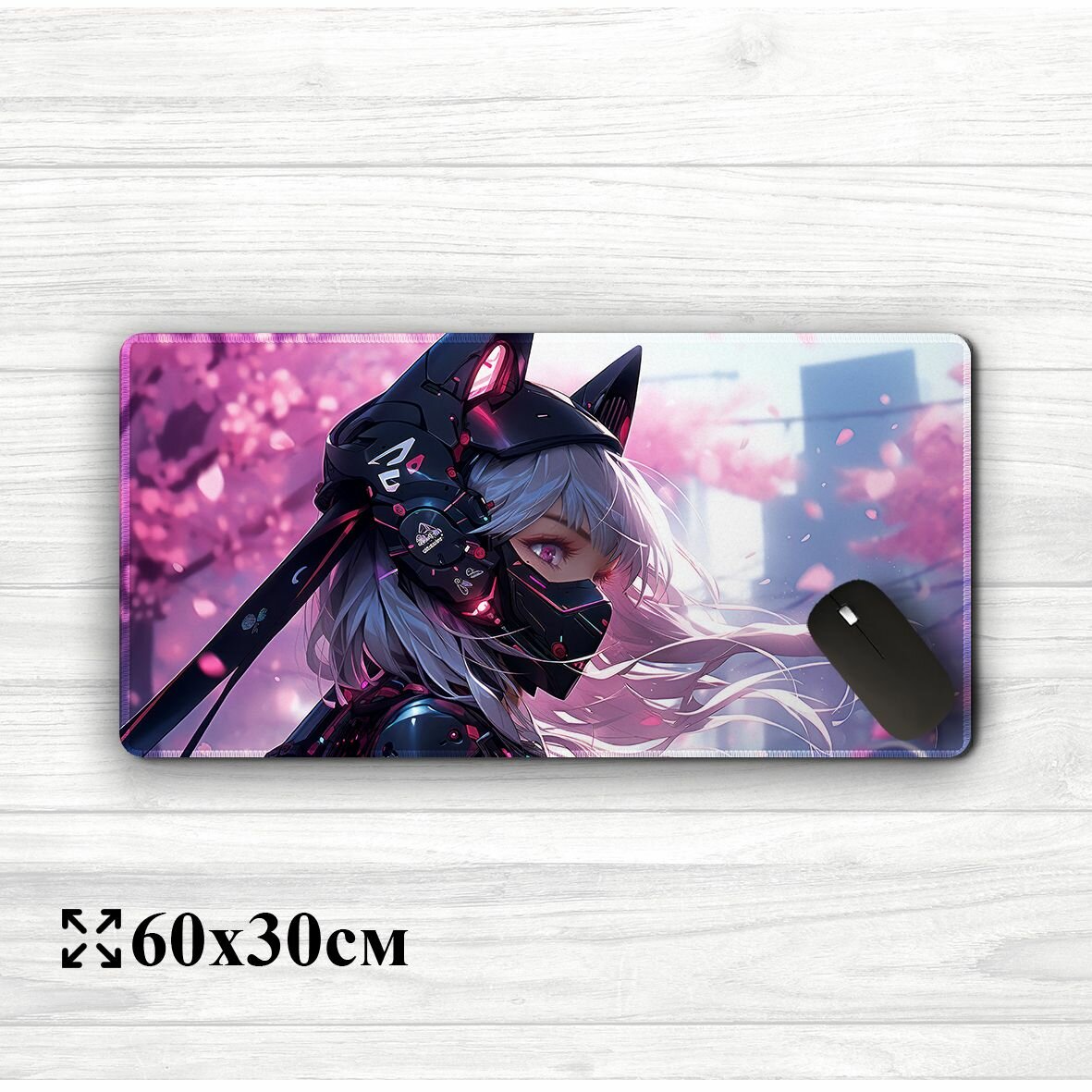 Игровой коврик для мыши и клавиатуры Girls Sci-fi Cyberpunk на весь стол, 60х30 см