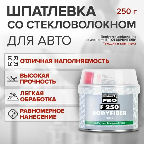Комплект разбавитель шпатлевка HB BODY PRO F250 Bodyfiber 2 шт зелeный 250 г 1050₽
