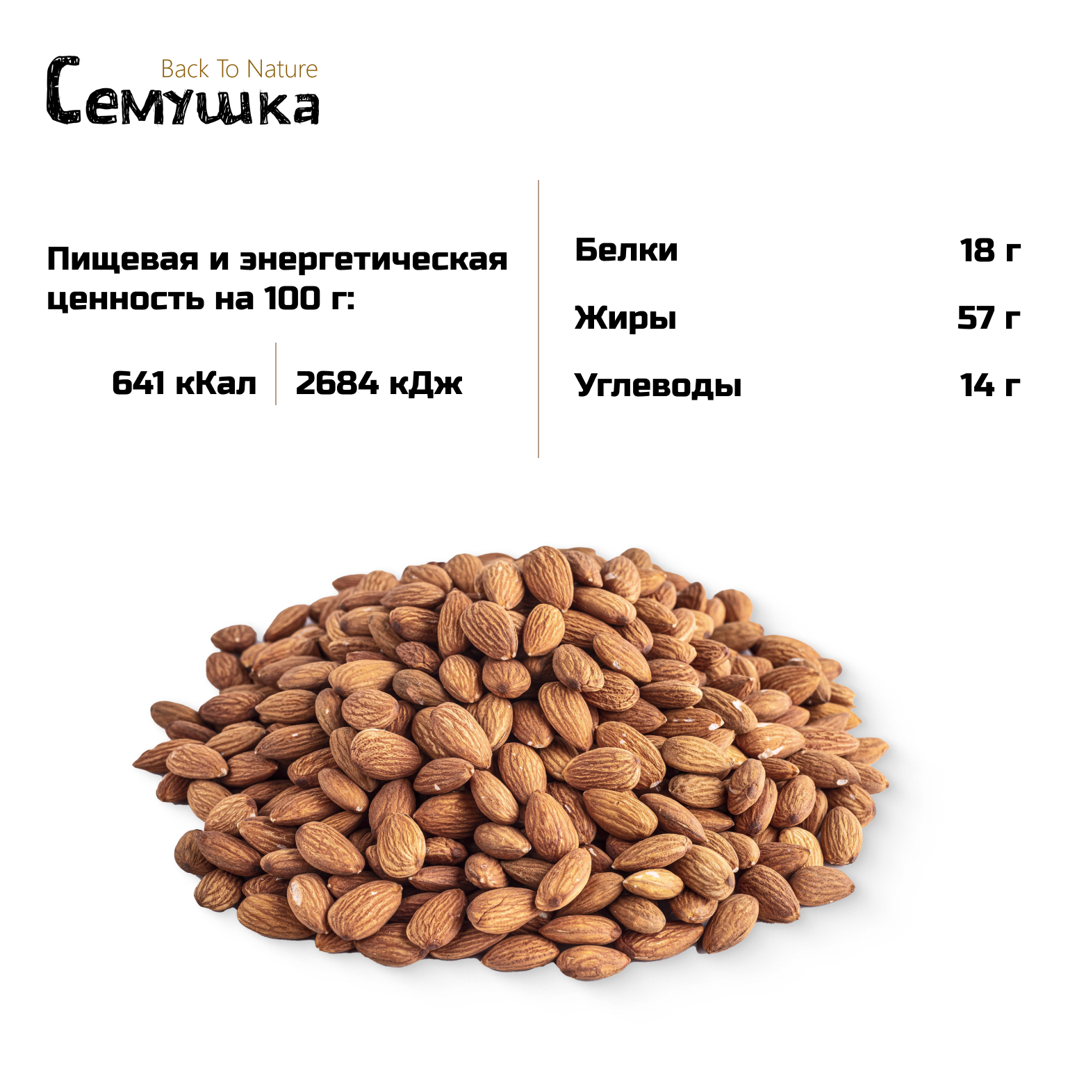 Миндаль Семушка жареный, 250 г