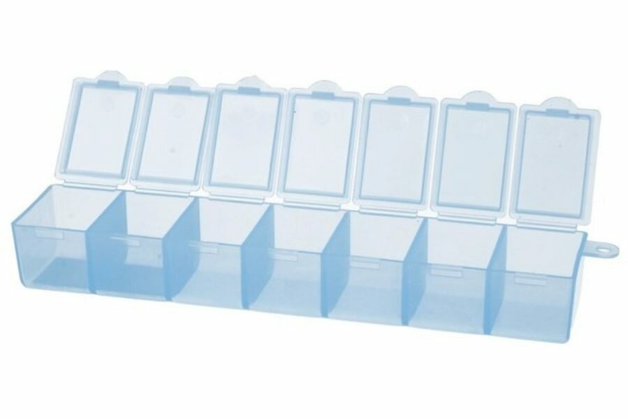Коробка пластиковая для мелочей GAMMA пенал прямоугольный, голубой/прозрачный, 7ячеек, 1шт