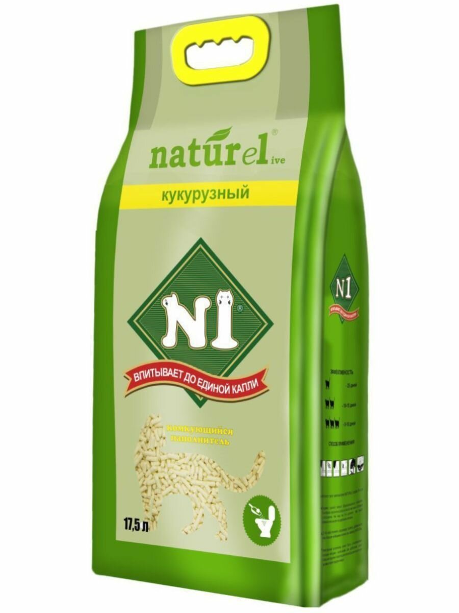 Наполнитель N1 NATUReL Кукурузный Комкующийся 17 5л