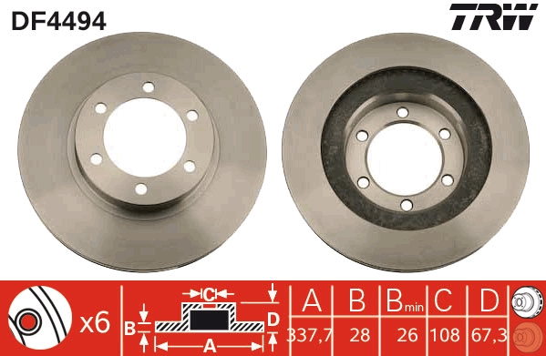 Диск тормозной передний LAND CRUISER 120, PRADO 150 / LEXUS GX450, GX470 TRW DF4494