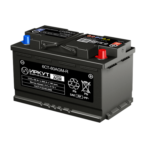 Аккумулятор иркут AGM 80Ач обратная полярность YT000000526