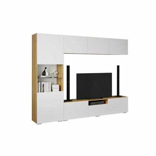 Стенка стенфорд - Дуб Крафт золотой Белый Софт матовый 18490₽