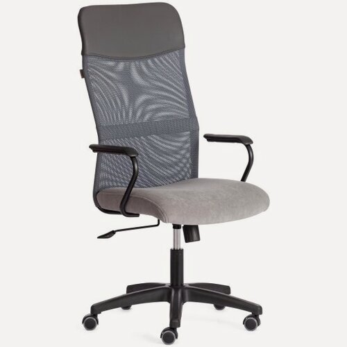 Изображение товара Кресло Tetchair PRACTIC (мп) флок/кож/зам , серый. металлик, 29/W-12/36