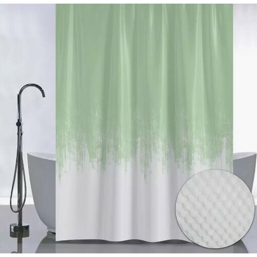 Штора с рельефным теснением принт переход - салатовый в ванную без колец полиэс 05-05 1190₽
