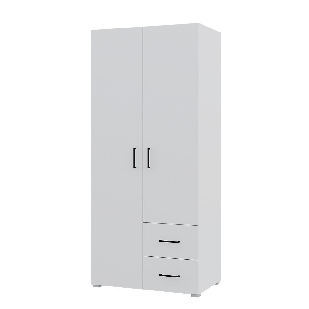 фото Шкаф двухдверный с ящиками Горизонт Victor Белый