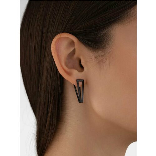 Серьги Golden City GOLDEN CITY, серебро, 925 проба, длина 2.5 см, черный