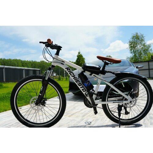 Велосипед RICHIESTO 24 Алюминиевая рама 14 Горный Для детей и подростков Спортивный Универсальный бело-коричневый 24500₽