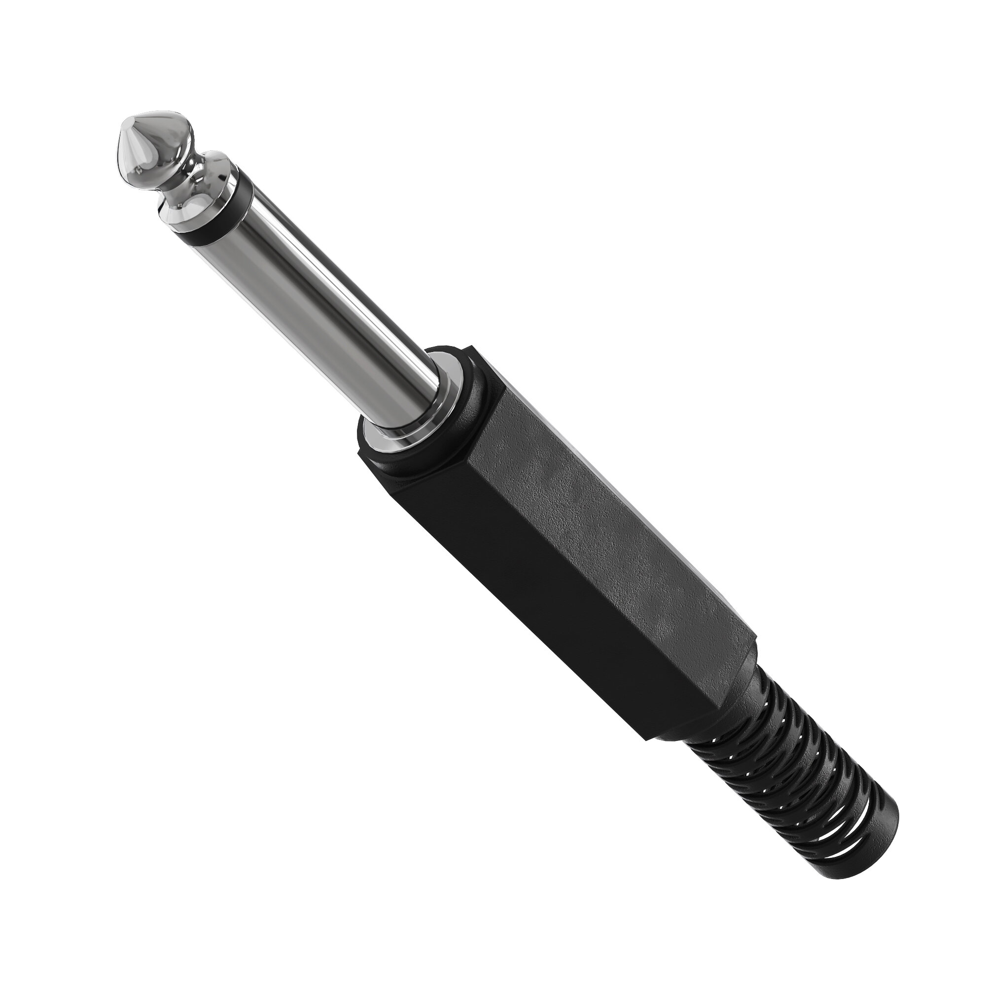 фото Аудио штекер Jack 6.3 мм (M) под пайку GSMIN Maple62 разъем TS моно на провод (2 pin) (Серебристый)