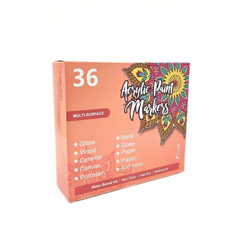 Акриловые маркеры CMGS набор для рисования и скетчинга, фломастеры для ткани на водной основе 36 штук 0.7-3 мм