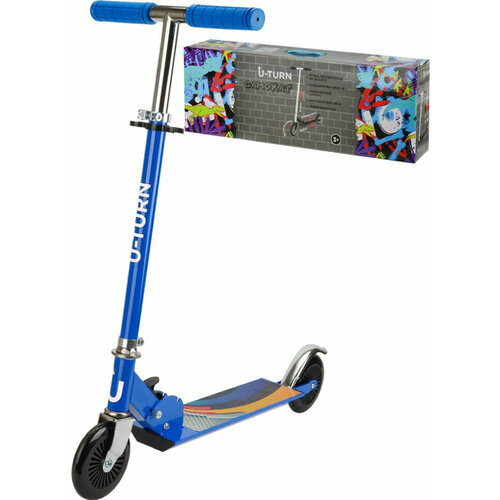 Самокат U-TURN 2-х колесный FREE колеса PU 120мм 651059-80см до 50кг голубой СМК-9930 ПП-00196967 3089₽