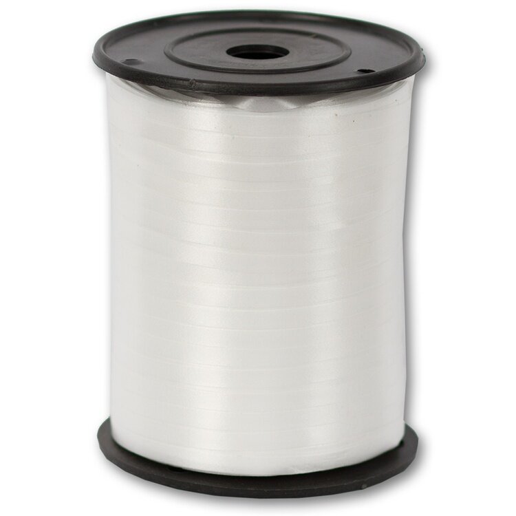 Белая лента декоративная для воздушных шаров и подарков, 5 ммХ460 м