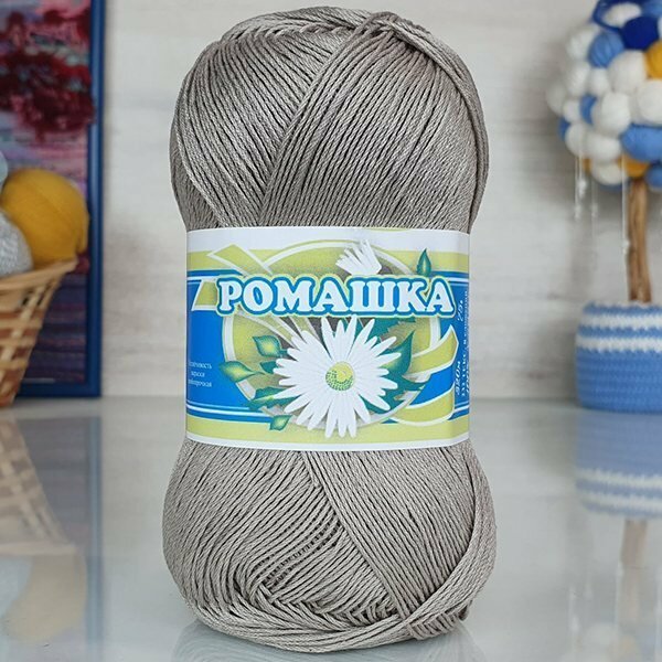 Пряжа ПНК им. Кирова ромашка 6601 серо-бежевый (4 мотка)