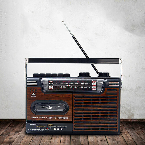 Портативный магнитофон колонка MyPads с радио Bluetooth подключение с поддержкой SD карт USB Ретро стиль 549900₽