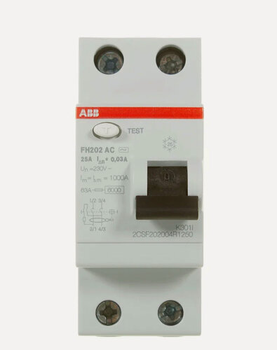 Изображение товара Устройство защитного отключения (УЗО) ABB FH202 AC 25/0,03 mA, 25A 30mA