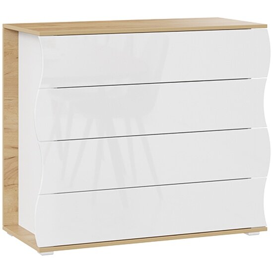 фото Комод трия Миранда Дуб крафт золотой/Белый глянец