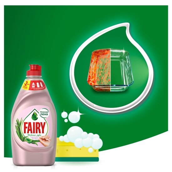 Средство для мытья посуды Fairy Нежные руки Розовый Жасмин и Алоэ Вера, 900 мл — фото 1