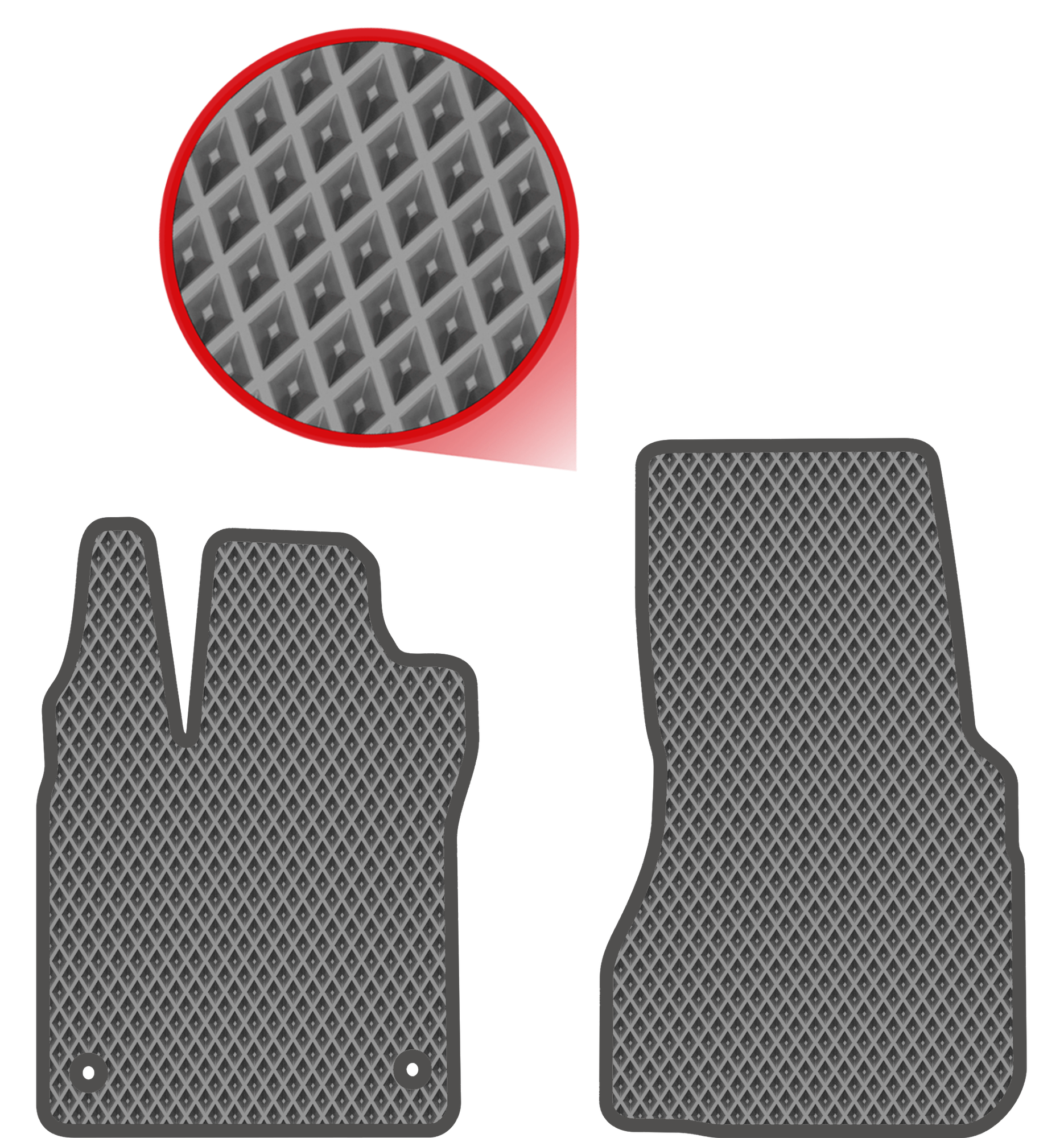 фото Автомобильные коврики EVA для Smart Fortwo III C453 (2014-н/в), чёрные с чёрным кантом, ячейка - ромб