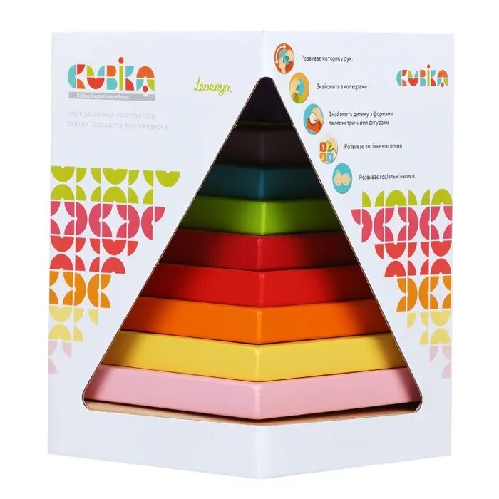 CUBIKA. Деревянная игрушка "Пирамидка" 9 деталей, для развития мелкой моторики, для детей от 1,5 лет — фото 1