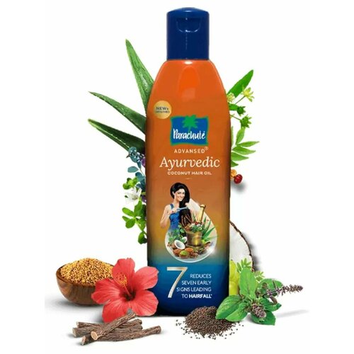 Масло для волос Parachute кокосовое с нимом амла бринграджем 25 натуральными травами Advansed Coconut Hair Oil 180 мл 474₽