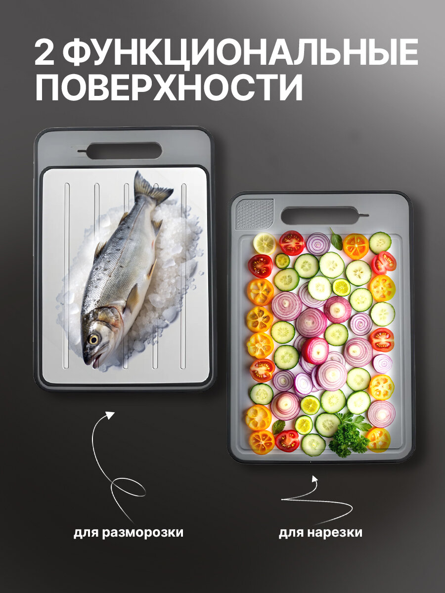 Доска разделочная Conflate, для разморозки продуктов, точилка для ножа, измельчитель для чеснока, нарезка — фото 1