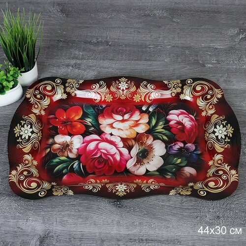 Блюдо поднос 44х30 см металлическое Розы 549₽