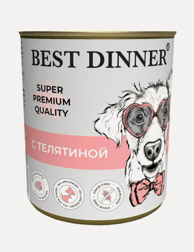Изображение товара Best Dinner Super Premium консервы для щенков с телятиной - 340 г х 6 шт