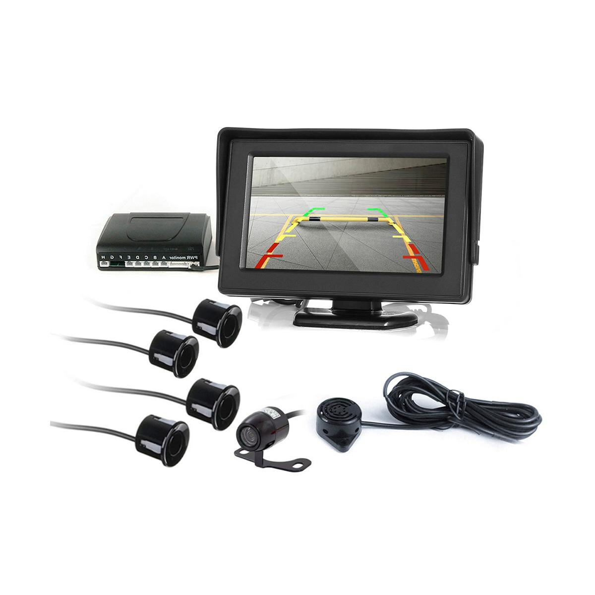 Радиоканальный парктроник с камерой заднего хода Мастер-Парк Мод:602/4-W (F1286EU), четырьмя датчиками и монитором 4.3 дюйма. Парктроник 4 датчика.