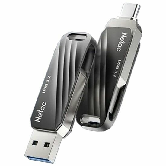 Флешка Netac US11, 32 ГБ, USB 3.2 Gen1/USB Type-C, серебристый/черный (NT03US11C-032G-32BK) — фото 1