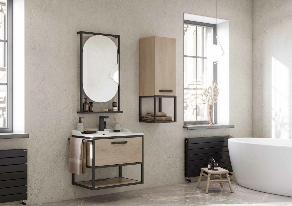 Зеркало Aquaton Лофт Фабрик 50 1A242502LTDU0 дуб эндгрейн - фото №4