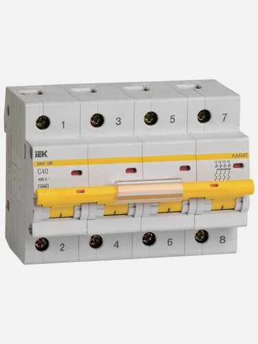 Изображение товара Автоматический выключатель IEK ВА47-100 4Р С 40А 10кА, термомагнитный, монтаж на DIN-рейку, IP20