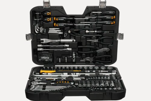 Изображение товара Набор инструментов Inforce 136 предметов 1/2 дюйма и 1/4 дюйма, Сталь Cr-V, Профессиональный