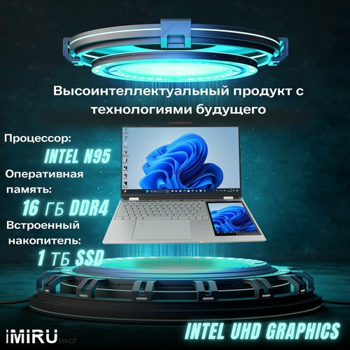 Ноутбук iMiRu N167 Dual с двумя дисплеями 16 Гб оперативной памяти 1 ТБ ssd 49900₽