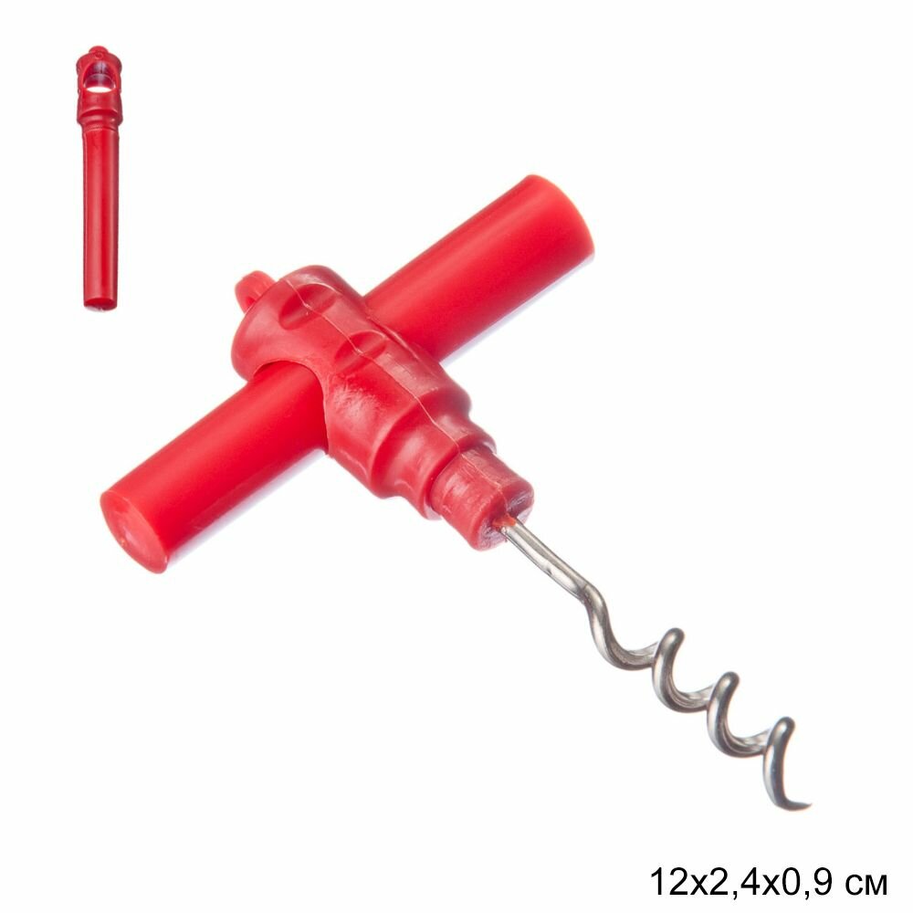 8 Штопоров (комплект) складной винтовой, металл, пластик, красный