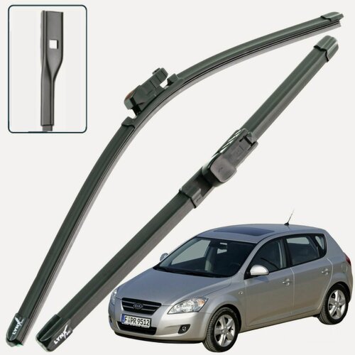 Изображение товара Дворники Kia Ceed (1) ED / Киа Сид ЕД хэтчбек 2006 / 2007 / 2008 / 2009 Щетки стеклоочистителя бескаркасные автомобильные LYNXauto к-т 2шт, 600мм-450мм
