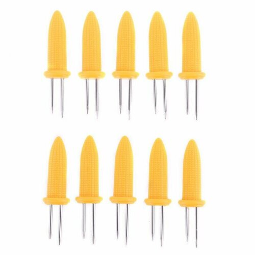 10 шт. вилки в форме кукурузы, термостойкие маленькие держатели из нержавеющей стали, инструмент для барбекю, пикника, кемпинга