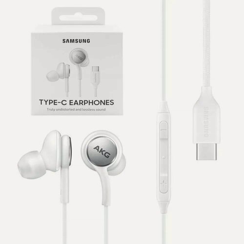 Изображение товара Проводные внутриканальные наушники Samsung с микрофоном для телефона AKG Type-C Earphones (EO-IC100BWEGRU), белые