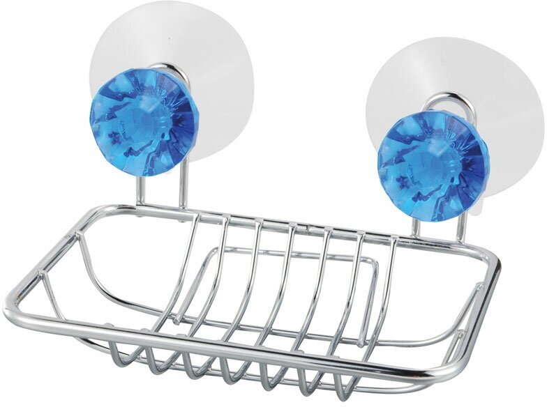 Мыльница подвесная прямоугольная Бриллиант синий на присосках