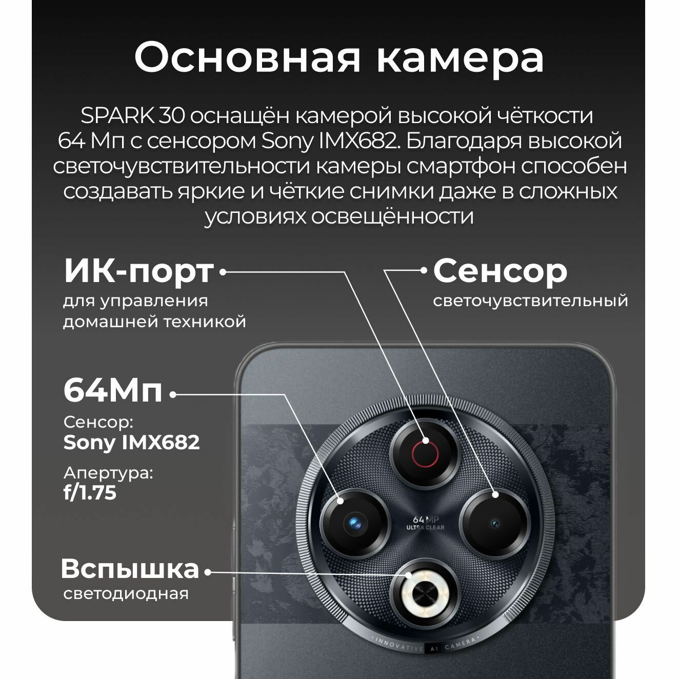 Смартфон TECNO SPARK 30 8/128 ГБ, White — фото 1