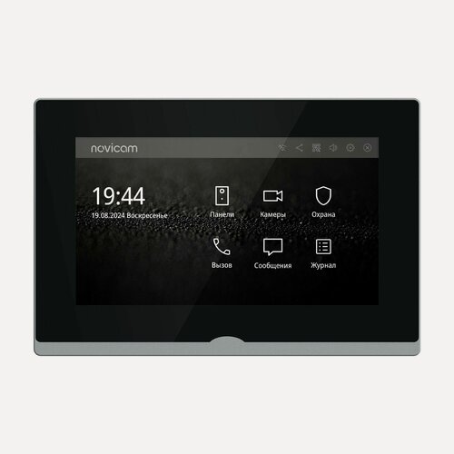 Изображение товара IP-видеодомофон Novicam IMPULSE 7 IP WIFI BLACK. Touch screen 7". 9 панелей, 8 камер, 9 домофонов. Wi-Fi или RJ-45