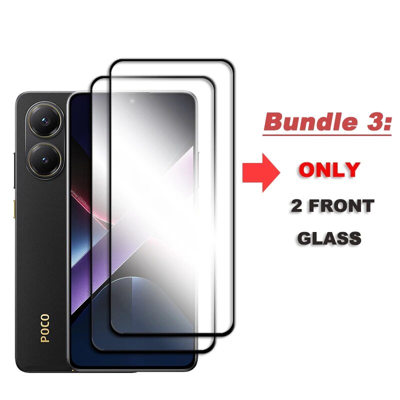Закаленное стекло 4-в-1 для Xiaomi Poco X7 Pro, защитная пленка для экрана Poco X7 Pro, защитная пленка с черным краем, пленка для объектива камеры, For Poco X7 Pro, Just 2 Front Glass — фото 1