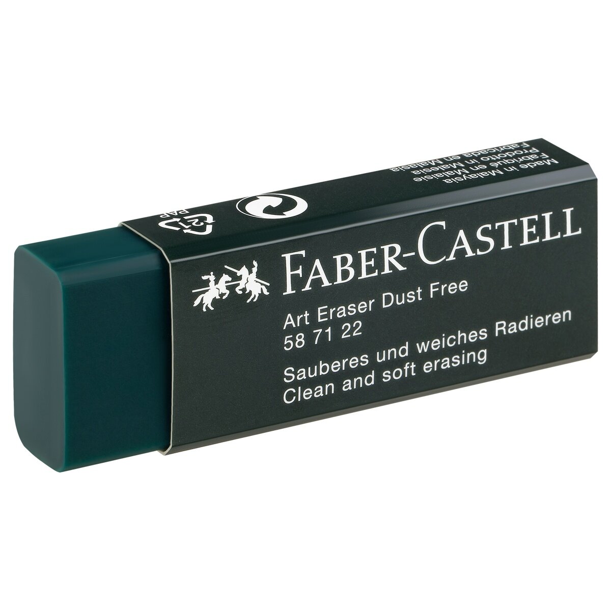 Ластик Faber-Castell "Dust-Free" прямоугольный, темно-зеленый, 45х22х13 мм, картонный футляр (587122)