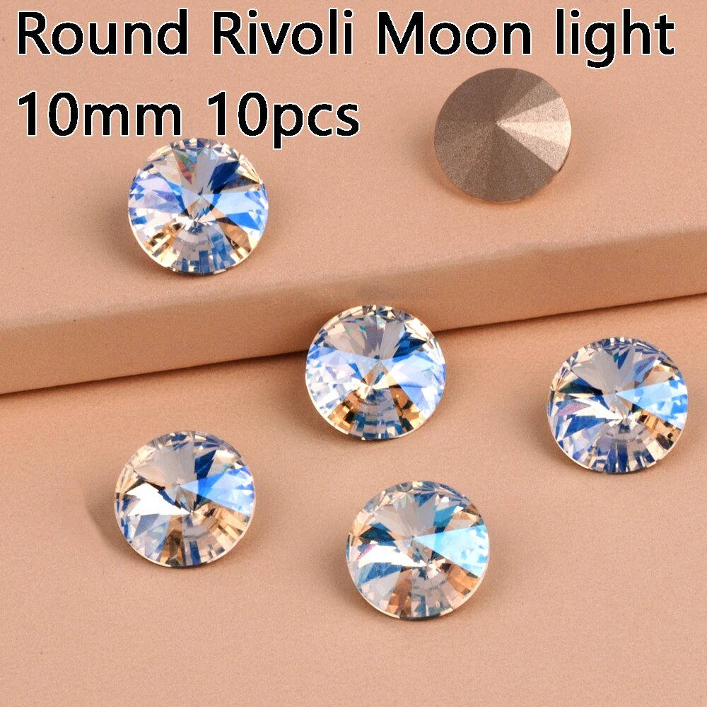 Стразы Round Rivoli Moon light 10мм, 1122-10, 10шт