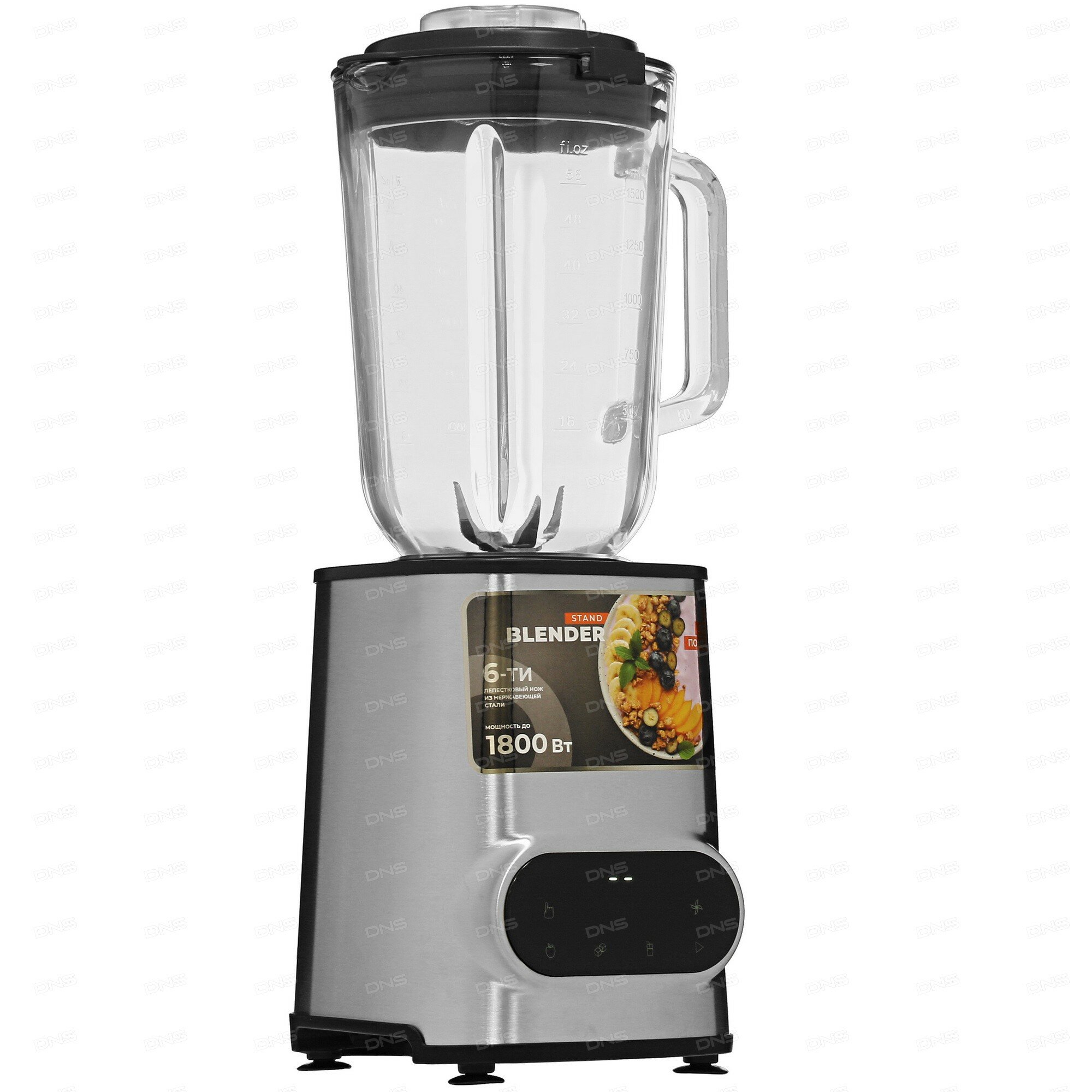 Блендер стационарный Reoka RKSB-D1801, нержавеющая сталь, 10 скоростей, колкой льда, сенсорный