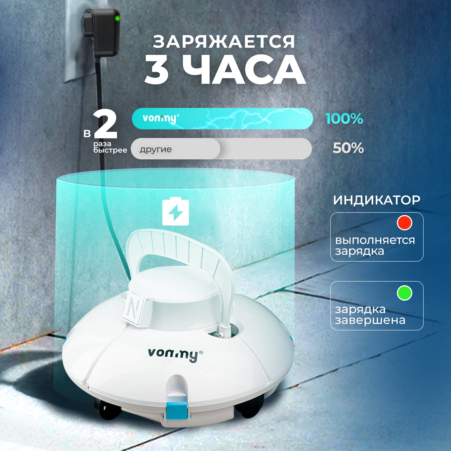 Пылесосы Для Бассейна Аккумуляторный робот пылесос для бассейна с фильтром аксессуар для чистки и ухода за бассейном, беспроводной робот пылесос до 30 кв. м