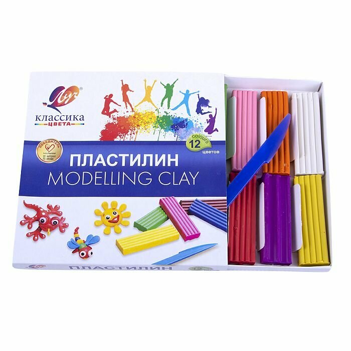 Пластилин для лепки и моделирования 12 цветов "Классика" — фото 1