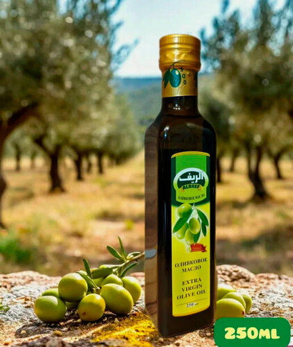 Изображение товара AlReef, Оливковое масло первого холодного отжим, Extra Virgin OLIVE OIL , ст/б (темное стекло), 250 мл , Сирия