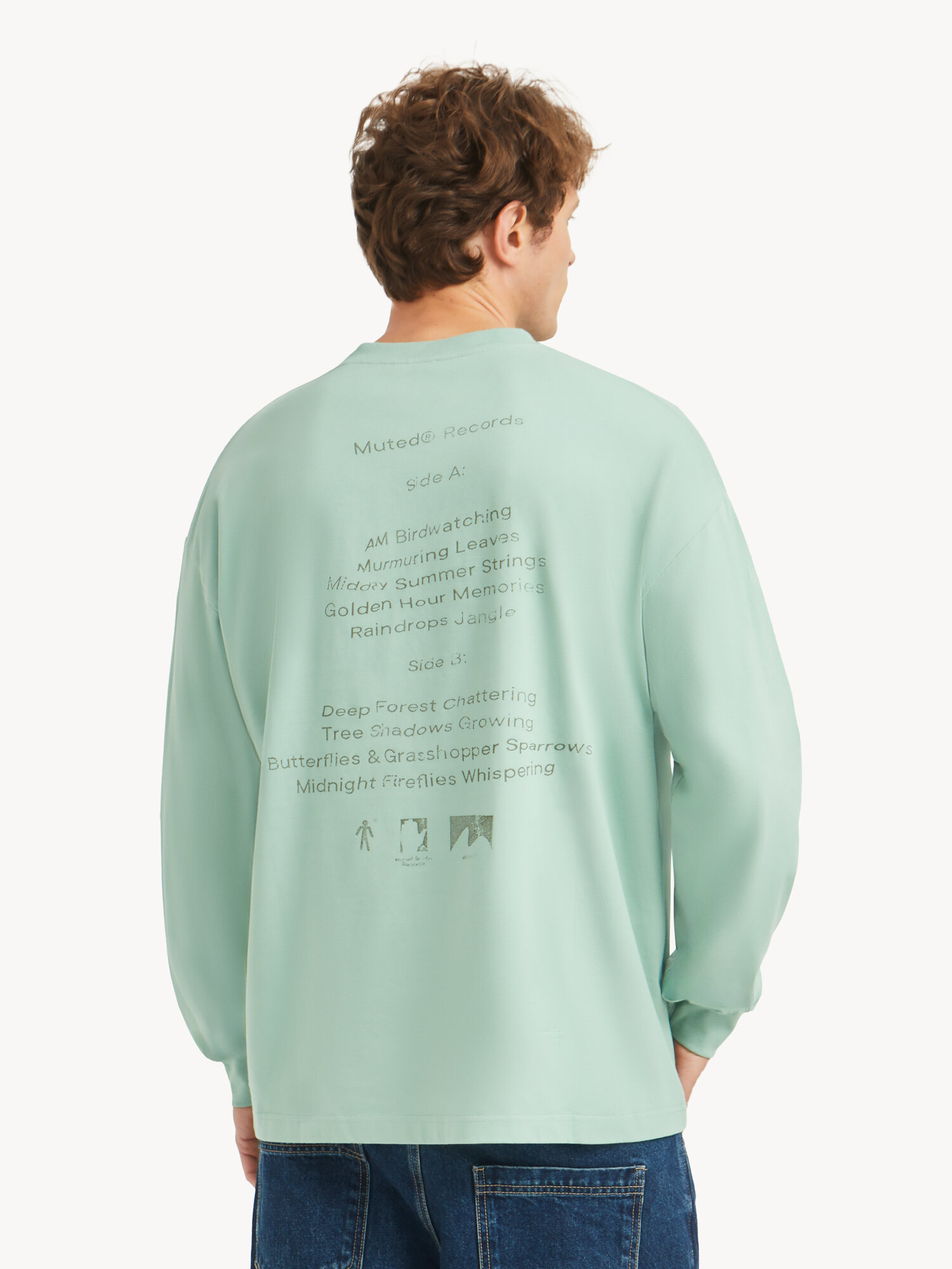 Лонгслив MUTED OVERSIZE PRINT, размер L-XL, , зелёный